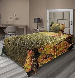 Ambesonne Cactus Sheet Set, Photo of Cactus Plant