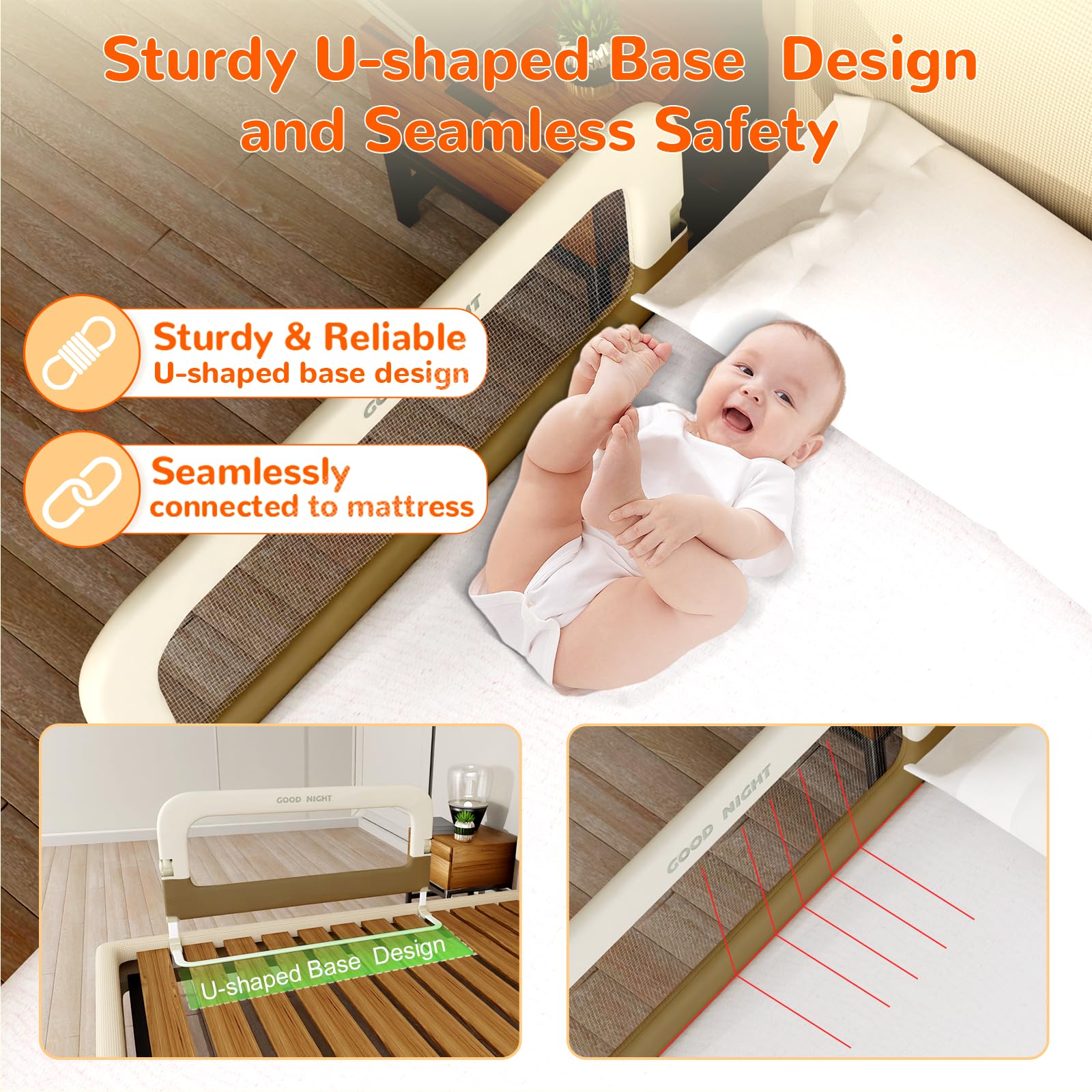 Deeteck Bed Guard Rail for Toddlers - 32