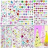Gem Stickers Jewels for Crafts - Self Adhesive Rhinestone Jewel Stickers, 667pcs Stick on Gemstones, Acrylic Bling Star Heart Stickers, Craft Supplies for Grad Cap, DIY Art, Scrapbook