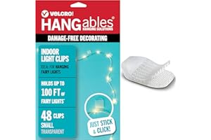 Velcro Brand Indoor Light Clips for Hanging Fairy Lights and Twinkle Lights, Adhesive Transparent Wall Clips that Blend into 