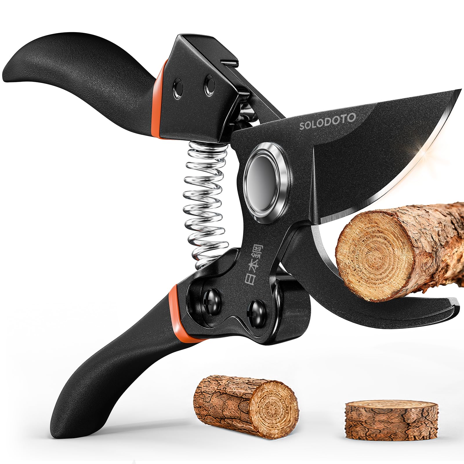 SOLODOTO Profi Gartenschere– schärfer, Japanischer SK5-Kohlenstoffstahl, Bypass-Schneide, 25 mm Schnittdurchmesser, für trockenes, frisches Holz, Profi Rosenschere, Pflanzenschere astschere