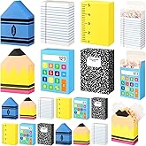 AmazingSpark 24 Pcs Teacher Gifts Boxes School Classroom Pencil Crayon Treat Boxes Composition Notebook Calculator Candy Holder Bags for Teachers Day Preschool Kindergarten Welcome Classroom Decor