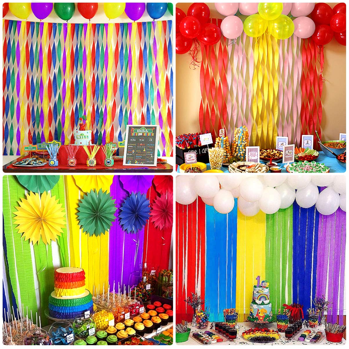 Stobok Serpentins De Fete De Papier Crepon Banderoles Arc En Ciel De Papier De Crepe Pour Decorations De Fete De Noel Anniversaire Couleurs Assorties 18 Rouleaux Papeterie Papier Dwteam In