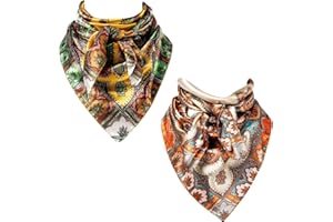 GENEMEN Bandanas for Men Women Western Foulard Cowboy Silk Paisley 35 Inch Head Scarf Oversize Neckchief