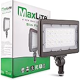 MaxLite MSF50UW-50BKT 50W Slim Flood Light Outdoor Lights, Bronze Finish, Aluminum Housing - 1/2 Inch Knuckle Threaded, 5000K