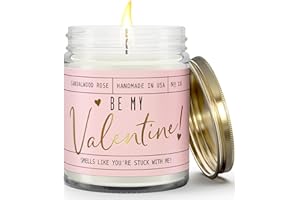 SOY AND SASS Valentines Day Gifts for Her, Valentine Candles, Valentines Gift for Girlfriend -"Will You Be My Valentine" Candle, w/Sandalwood & Red Roses I Valentines Gifts for Wife I 9oz, 50Hr Burn, USA Made