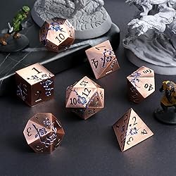 DNDND Metal Dice, 7 PCS Heavy Solid Metallic Flower
