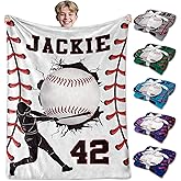LASTSTA8 Ship Next Day Personalized Baseball Blanket Gifts for Teen Boys Custom Sport Baseball Player Lovers Fans Gifts Customized Throw Blanket for Men Son Kids