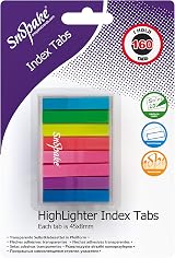 Snopake Index Tab Highlighters Transparent 45 x 8 mm Neon Assorted (160 Tabs)