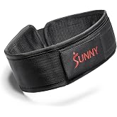 Sunny Health &amp; Fitness S-XXL Heavy-Duty 4" Nylon Weightlifting Belt | 24"-51.5" Waist Size, 10mm Padding, Strength Training, Flexible, Breathable, Odor &amp; Moisture-Resistant, Reinforced Stitching