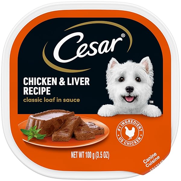 CESAR CLASSIC LOAF IN SAUCE ADULT WET DOG FOOD CHICKEN AND LIVER RECIPE, WET FOOD FOR DOGS, 3.5 OZ EASY PEEL TRAY