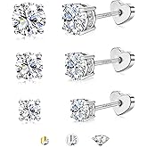 Moissanite Earrings Studs - S925 Sterling Silver Post Flat Back Earrings for Women Men Double Sided Star Heart Cartilage Earring Stacks Helix Piercing D Color VVS1 1.8 CT Moissanite Jewelry Gift