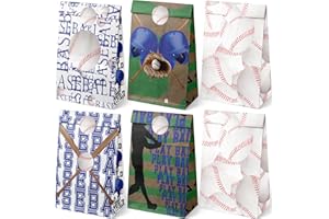 Outego Baseball Party Favor Bags for Kids – 24 Pcs Baseball Gift Bags with 6 Designs, Paper Treat Bags for Boys Sports Theme Birthday Party Decorations Supplies