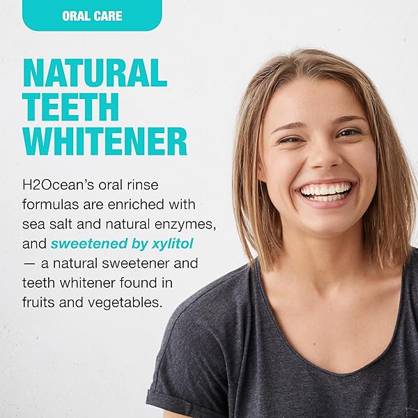 H2OCEAN HEALING RINSE NATURAL SEA SALT ORAL CARE – MOUTH RINSE FOR ORAL CARE – GREAT FOR PIERCINGS, SORE THROATS & GUM HEALTH – ALCOHOL- & FLUORIDE-FREE MOUTHWASH – LEMON ICE, 16 OZ