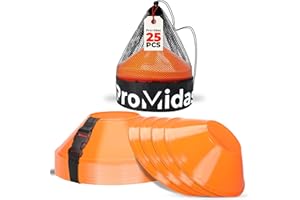 ProMidas Mini Cones for Sports - Better Space Utilization - Comes with Shoulder Strap - for Agility Training Drills (Orange - 25 Pack)