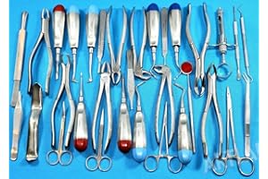 ARTLAB Professional Premium German Grade 32 PCS Oral Dental EXTRACTING Forceps Dental Elevators Syringes,Scissors,Needle Holder Instrument Set-All in ONE