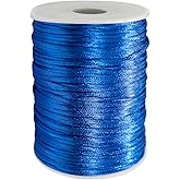 FQTANJU 2mm x 100 Yards Premium Quality Rattail Nylon Satin Cord Roll, Kumihimo Rattail,Chinese Knot, Royal Blue