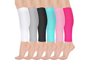 SOSATION 6 Pairs Calf Compression Sleeve Women Footless Compression Stockings Elastic Leg Sleeve for Running Nurse Pregnant