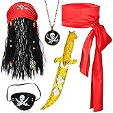 Aichiyu Pirate Wig with Dreadlocks Pirate Costume Accessories Set