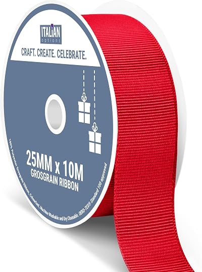 Italian Options Grosgrain Ribbon 25mm Red 10m Gift Craft Bows Hair Accessories