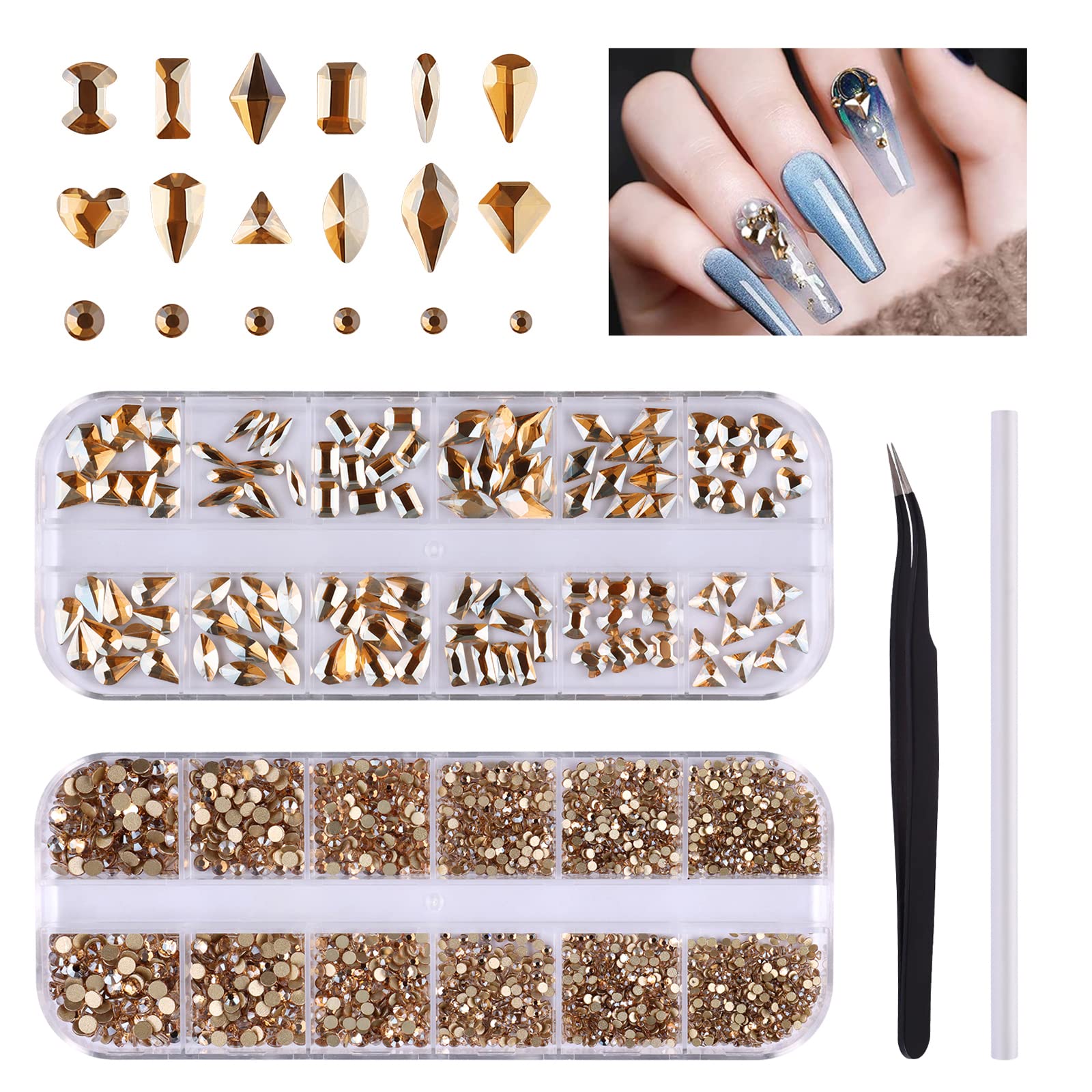 3120 Pcs Flatback Nail Art Rhinestone Crystal for Nails EBANKU Multi Shapes Gems Nail Stones Beads AB Nail Rhinestone for Craft Nail Face Shoes Jewels
