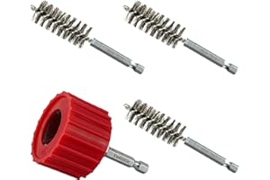 KWALITISTAR [4PC] 3/4-Inch Copper Pipe Cleaner Set for Power Drill, 3/4” Tube Cleaning Brush, Cleans Copper Pipes Tubes and Fittings for Soldering, w/ Stainless-Steel Wire Bristles & 1/4” Shank