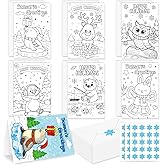 Whaline 24 Packs Winter Christmas Color Your Own Cards Greeting Card DIY Coloring Cartoon Animal Note Cards with Envelopes and Stickers for Xmas Holiday Baby Shower Student Crafts