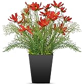 Luxsego Silk Artificial Flowers Coreopsis Faux Flowers, Potted Floral Decor for Garden, Wedding, Office Table Decor Idea for Her or Him, Decorative Home Accessories(16.7 in, Red)