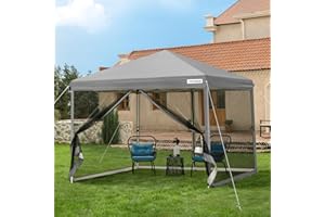 VIVOHOME 10x10ft Easy Pop-Up Canopy, Outdoor Screen Tent with Mosquito Netting, 2 Zipper Doors, and Roller Bag for Yard Campi