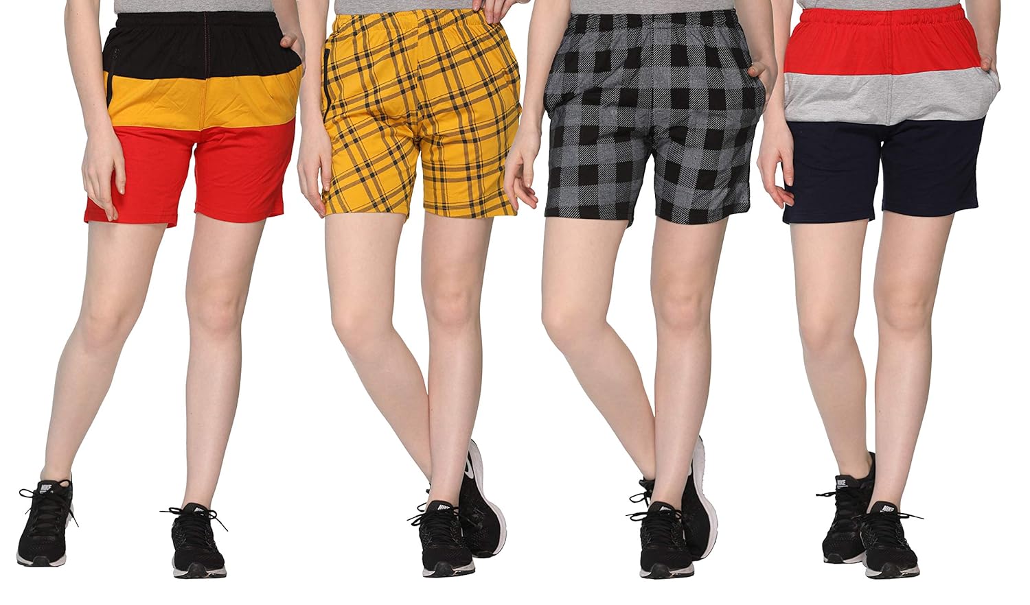 Buy SHAUN Women's Cotton Shorts (Pack of 4) at Amazon.in