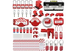 HiLKCO Lockout Tagout Kit,Lock Out Tag Out Station Loto Device Kits- Clamp-On Circuit Breaker Lockout,Lockout Hasps,Safety Padlocks,Universal Multi-Pole Breaker Locks,Lockout Tags with Nylon Ties
