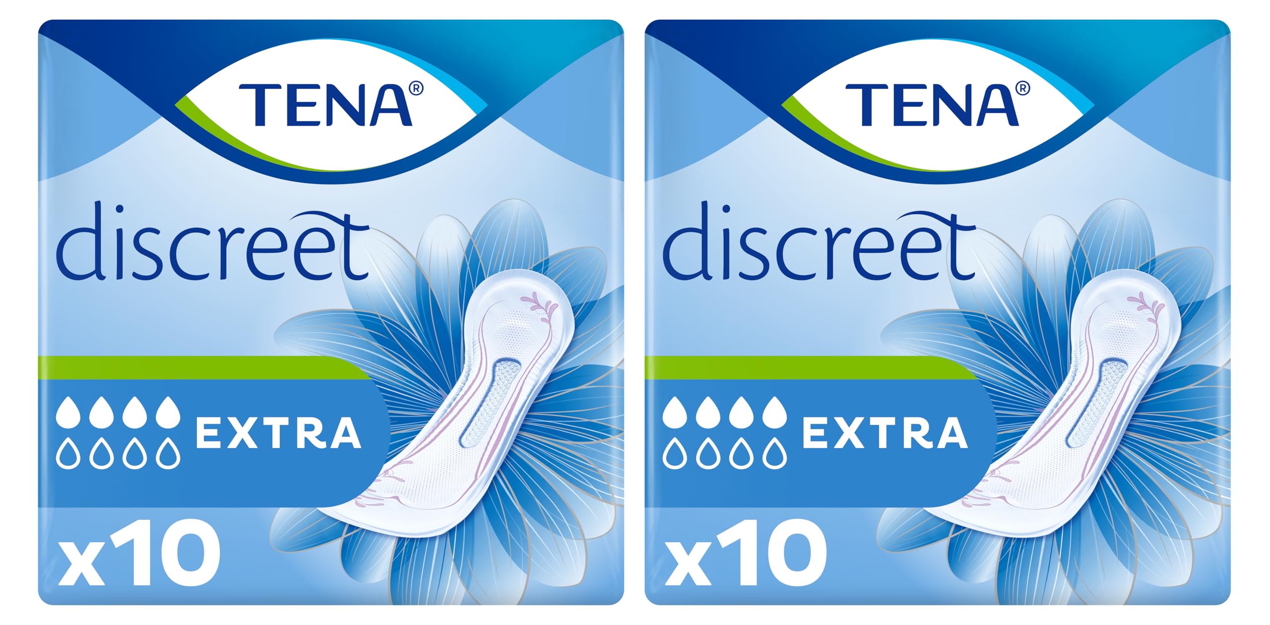 2 x TENA Lady Extra Duo Pack 2 x 10 Towels-(20 TOWELS)-FREE UK DELIVERY