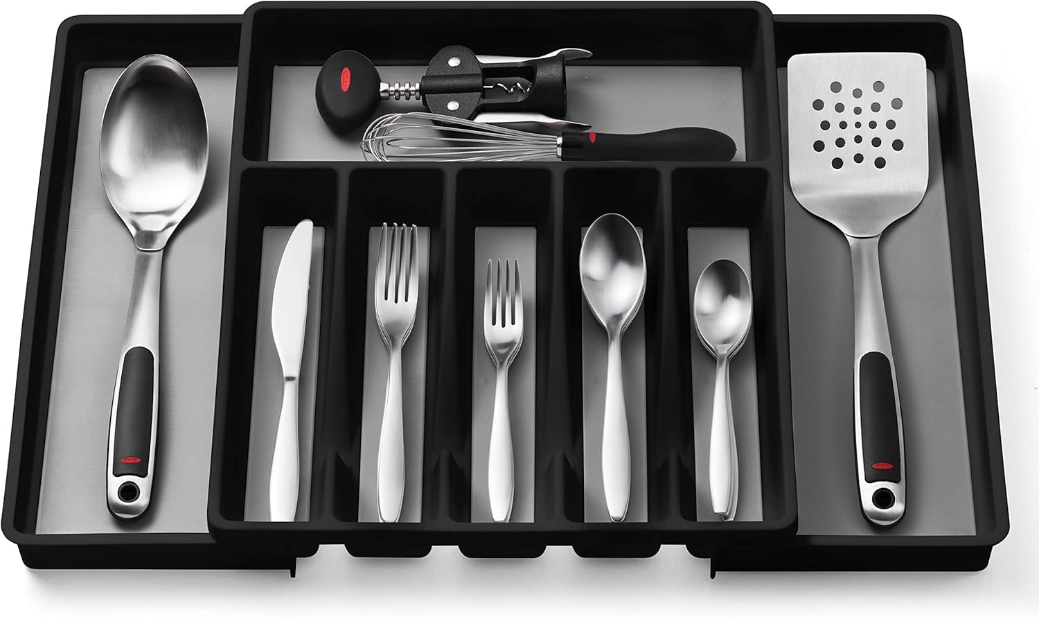 Expandable Cutlery Drawer Organizer, Flatware Drawer Tray for Silverware, Serving Utensils, Multi-Purpose Storage for Kitchen, Office, Bathroom Supplies -