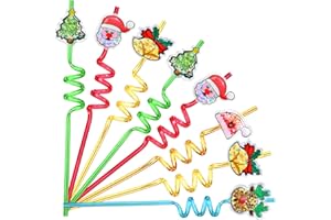 FZR LEGEND 25 Glitter Christmas Party Favors Activity Favors Xmas Crazy Drinking Straws Goodie Gifts for Kids Adult Christmas Party Supplies with 2 PCS Cleaning Brushes