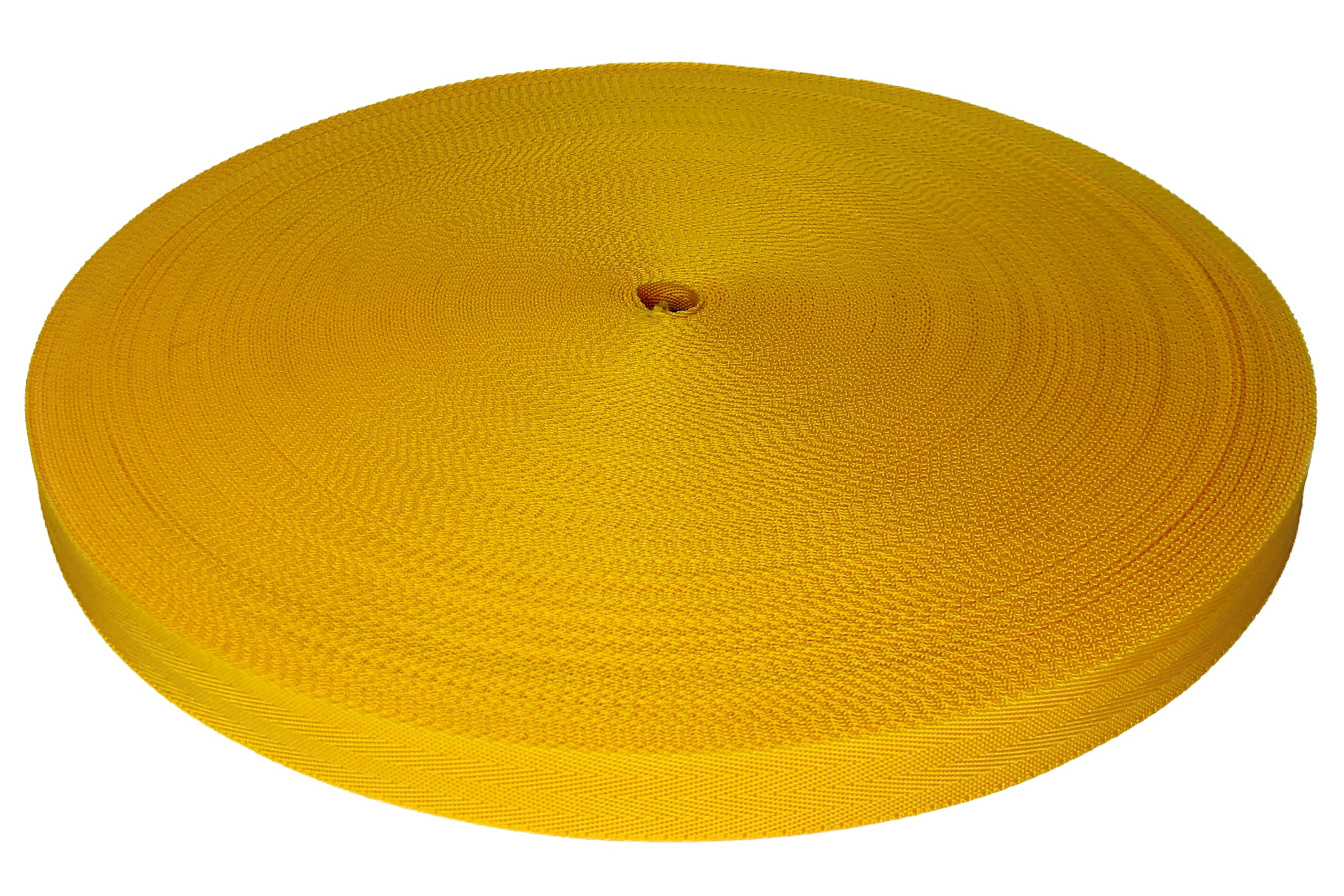 Trimz Polypropylene Herringbone Webbing - 38mm x 10m - Yellow Heavy Duty Strap for Bags, Crafts and DIY