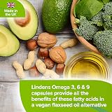 Lindens Vegan Omega 3 6 9 90 Capsules 1000mg Flaxseed UK Made view 3