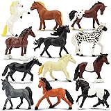 Toymany 12PCS 2-3" Tiny Horse Figurines Toy Set, Plastic Pony Small Foal Figures, Christmas Birthday Gift Cupcake Horse Cake 