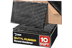 SGM Black Premium Car Sound Deadening Mat 80 mil (2mm) 10 sqft (0.92 sqm), Automotive Sound Deadener, Self Adhesive Butyl Car