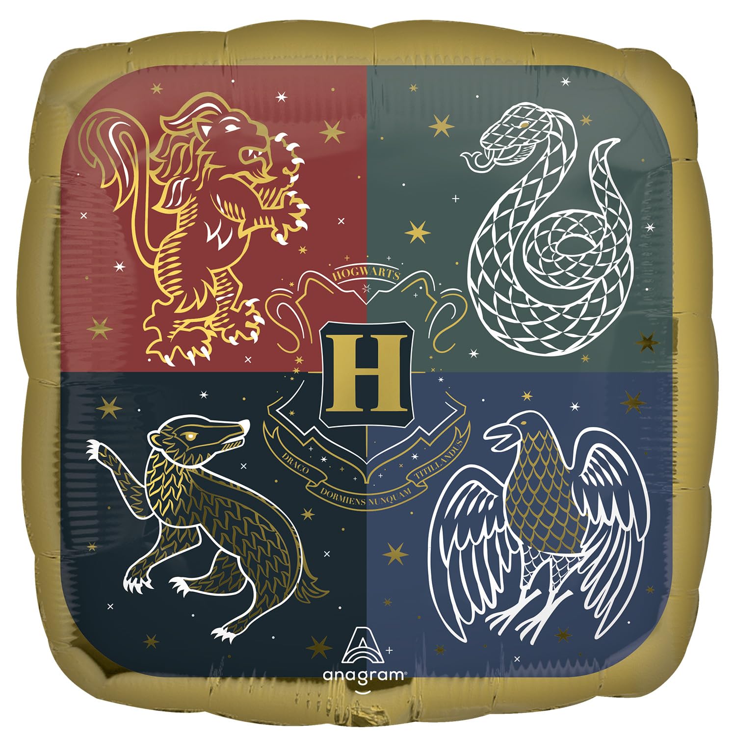 Amscan 4556501 - Officially Licensed Harry Potter Hogwarts Golden Crest Square Foil Balloon - 18" — image 1