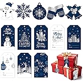 K1tpde Winter Blue Christmas Gift Tag - 137PCS Xmas Gift Tag with 30m Hemp Rope Merry Christmas Hanging Paper Tag with String Decor for Xmas Tree Winter Holiday Wish Label for Gift Wrapping Present