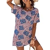 Herseas Bathing Suit Cover Up for Women Summer Dress Swimsuit Coverup Short Sleeve Beach Vacation Swimwear Sundresses