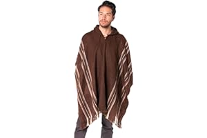 Gamboa Alpaca Poncho for Mens Pancho Mexican Hooded Cowboy and Western Ponchos Adult Blanket