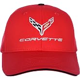 JH DESIGN GROUP Men's Chevy Corvette C8 Logo Cap Adjustable Red &amp; Black Hat