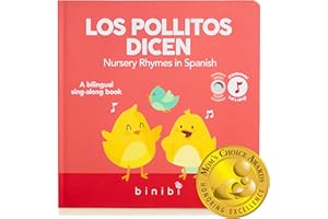 Binibi Spanish Musical Book for Babies & Toddlers 1-3 Los Pollitos Dicen & Other Nursery Rhymes | Spanish Learning for Kids | Bilingual Children's Book | Sound Book | Libro en español para bebés
