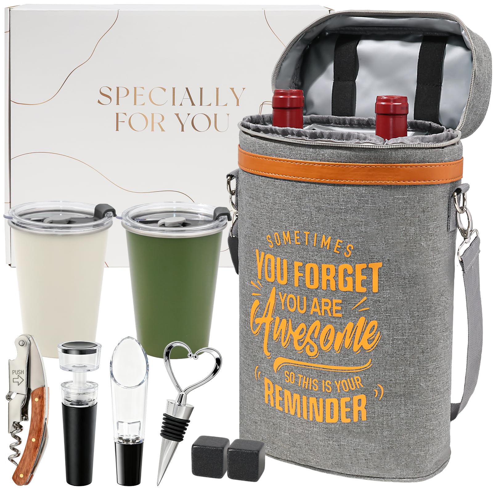 Photo 1 of **PARTIAL SET**
Wine Cooler Bag Gift Set with 2 Tumblers, Insulated Portable Wine Carrier Holds 2 Bottles, Perfect for Outdoor Use, Ideal Easter Birthday Anniversary Gift for Women & Men Wine Lovers