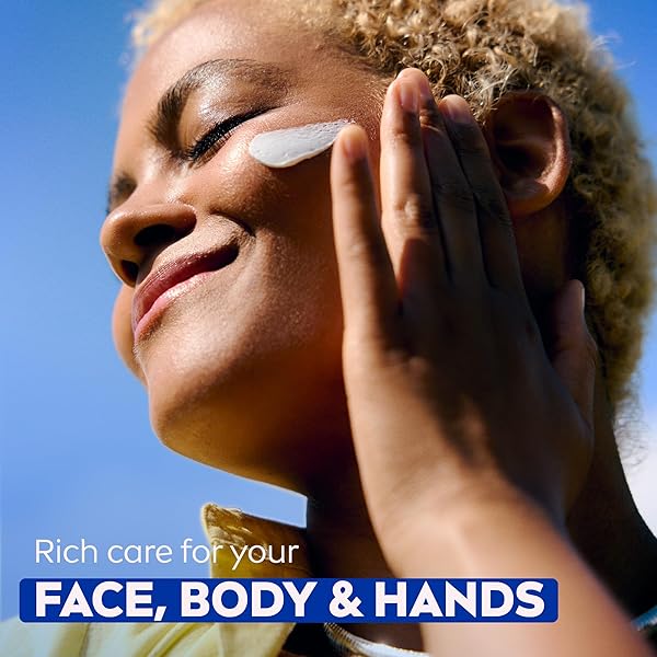 NIVEA CREME FACE, HAND AND BODY MOISTURIZER CREAM, RICH BODY CREAM FOR DRY SKIN WITH PROVITAMIN B5, FAST-ABSORBING AND NON-COMEDOGENIC, FOR DAILY USE ON ALL SKIN TYPES, 16 OZ JAR