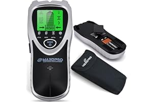 MaxoPro 5 in 1 Accurate Stud Finder Wall Scanner with Pouch | Multi-Scanner Electronic Center Beam Finder with Automatic Calibration and Sound Alarm for Metal Wood Studs, Joist Pipe & Live AC Wires