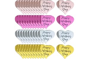 JJZXWISH 40Pcs Happy Valentine's Day Cupcake Topper Acrylic Cake Disc Mirror Heart Cake Topper Engraved Valentines Cake Topper Heart Picks Cupcake Decorations for Wedding Valentine's Day Gifts Party