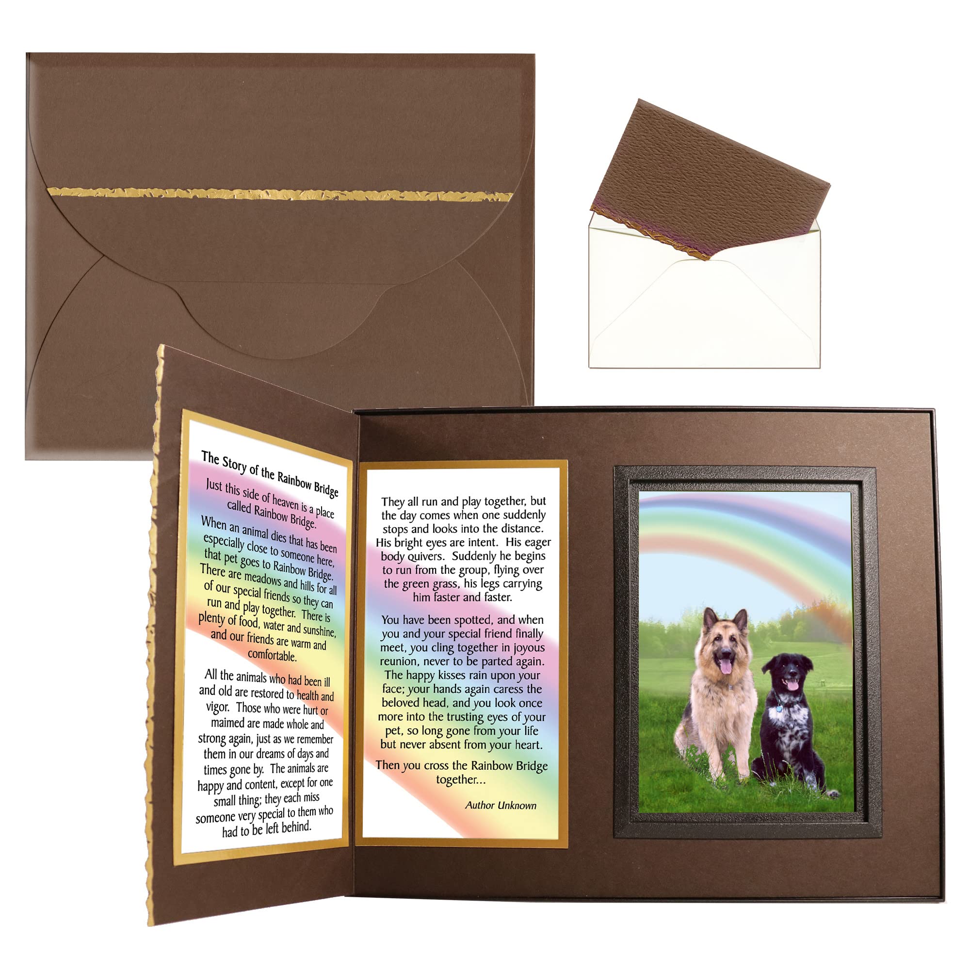 Crafta Frame Pet Lover Remembrance Gift, Rainbow Bridge Poem, Memorial Pet Loss Picture Frame Keepsake and Sympathy Gift Package Rich Dark Brown with Foil Accent
