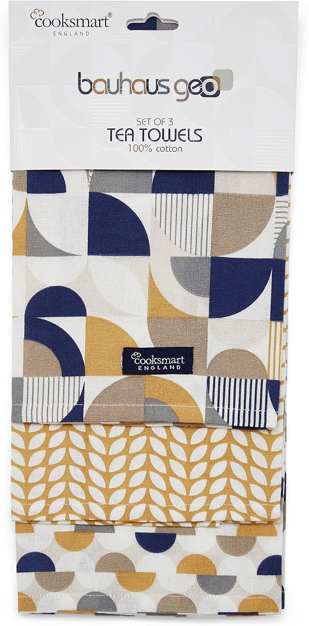Cooksmart British Designed Pack of 3 Tea Towels Modern Kitchen Set